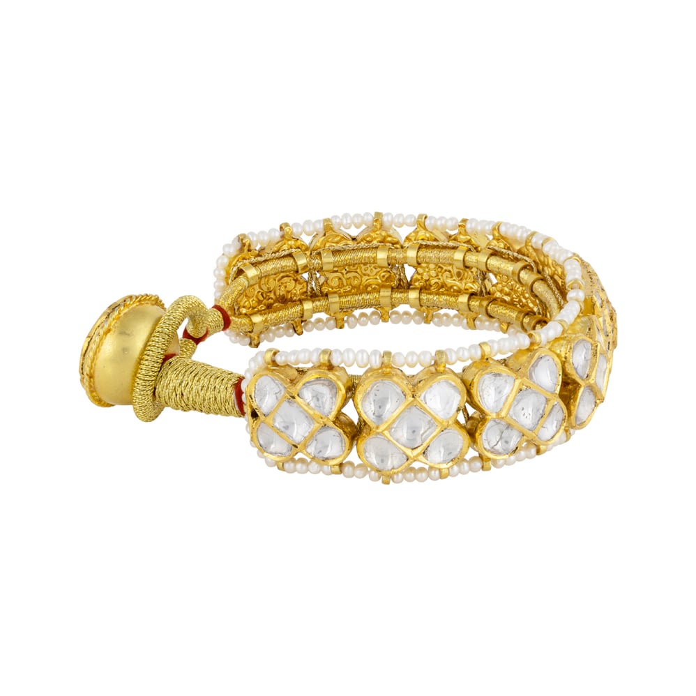 Polki Poochi Bracelet with Pearl Accents & Gold Framework